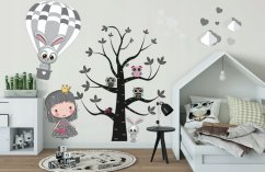 Rozkošná nálepka na stenu princezná Zoe a zvieratká 100 x 200 cm  