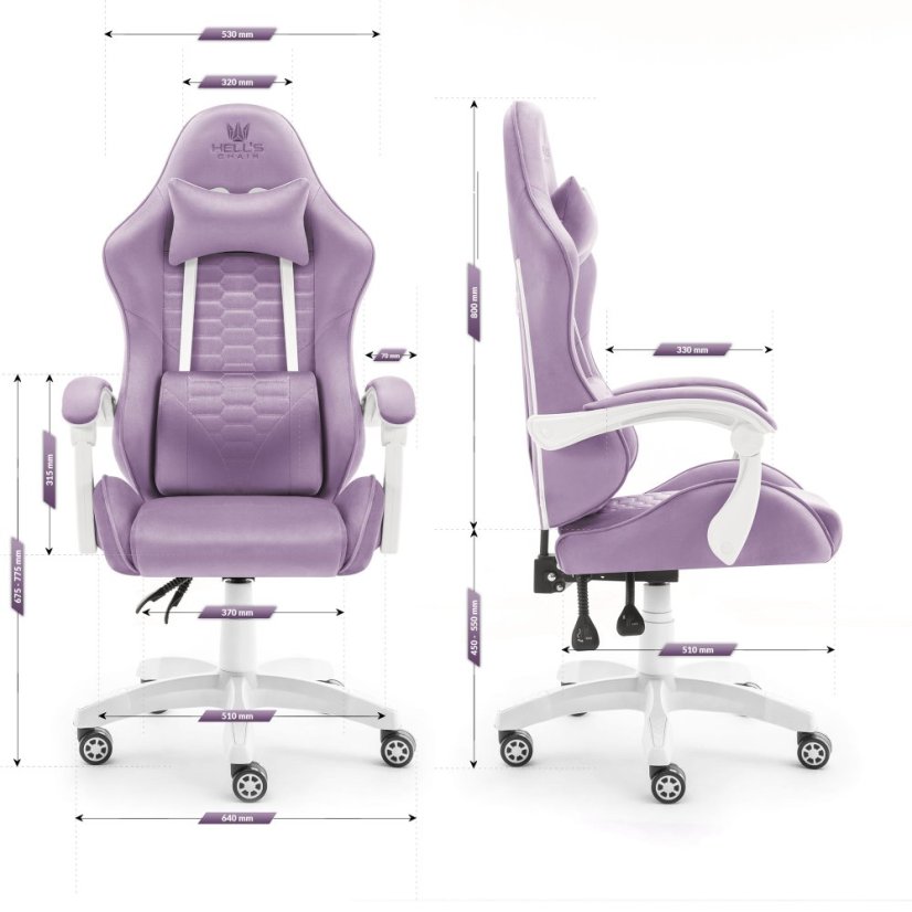 Sedia da gioco HC-1000 PURPLE - tessuto di velluto
