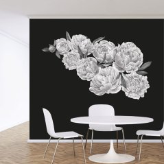 Wandaufkleber mit weißem Pfingstrosenmotiv
