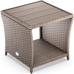 Măsuță laterală din poliratan CASARIA® 45 × 45 × 40 cm - bej