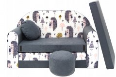 Сив разтегателен диван за деца 98 x 170 см Весел таралеж