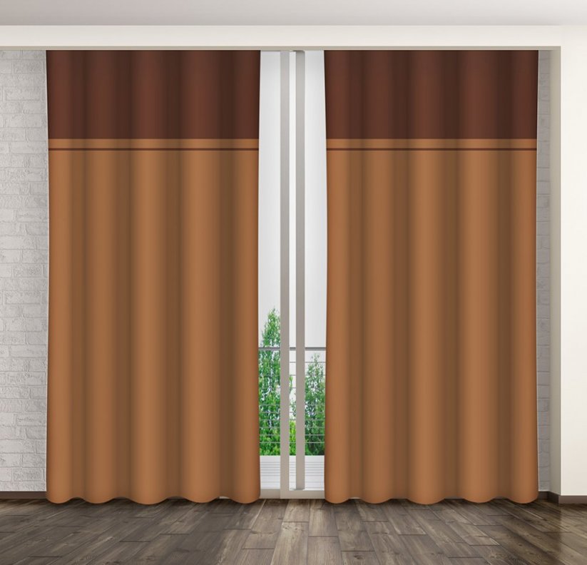 Kétszínű barna függöny gyűrődő szalaggal