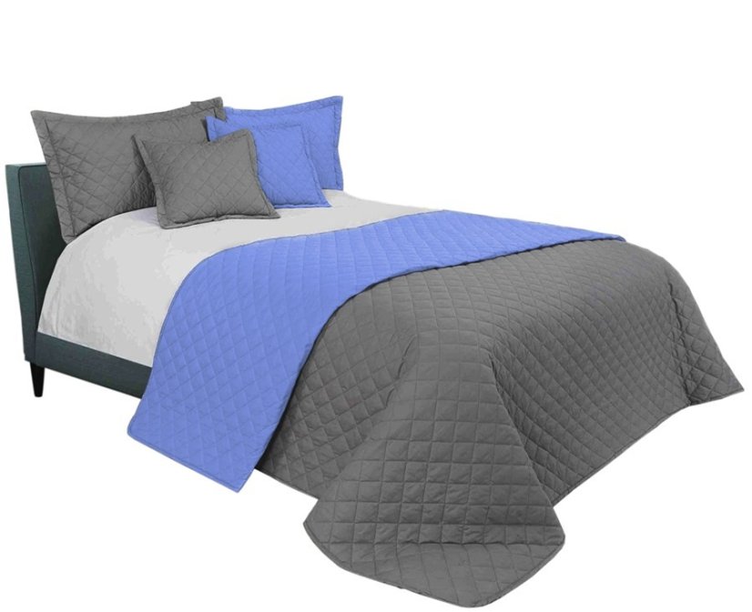 Tmavo šedý obojstranný prehoz s prešívaním Tmavo šedý obojstranný prehoz s prešívaním