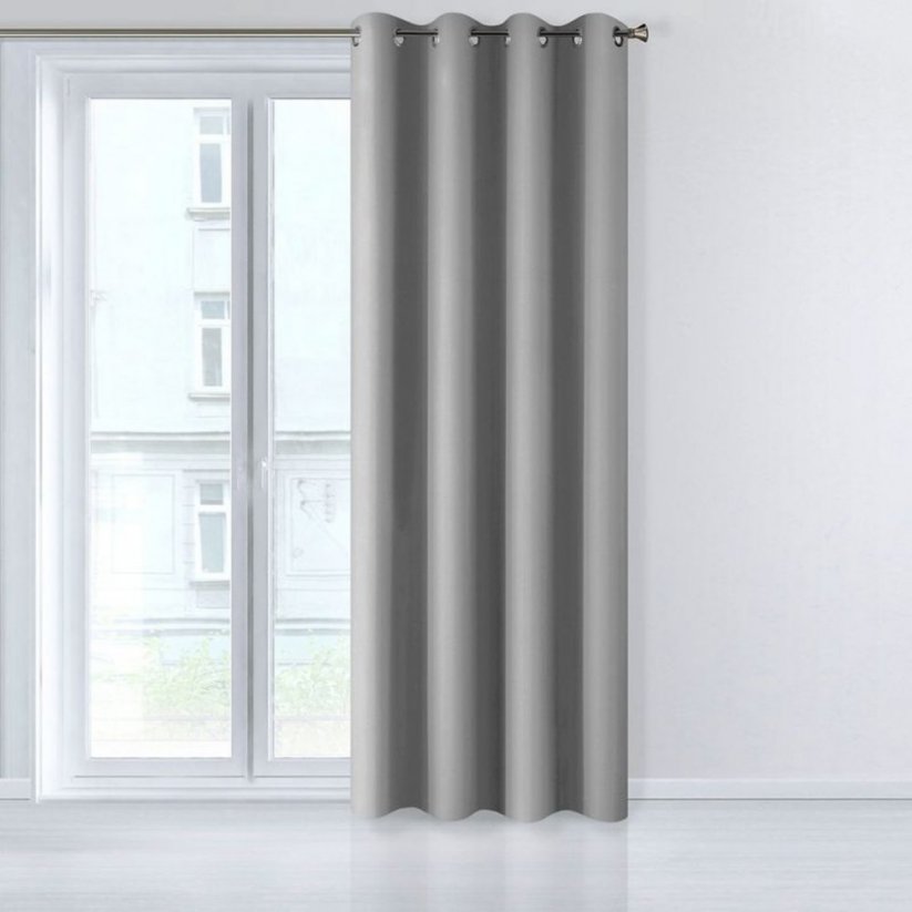 Дълга сива завеса за прозорец - Размер: Дължина: 250 см