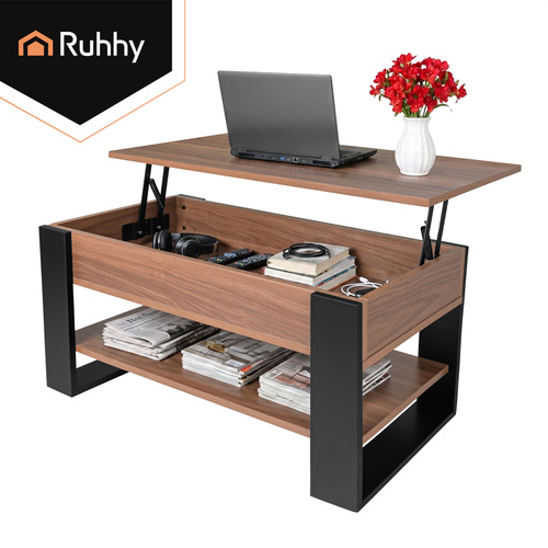 Konferenční stolek Ruhhy 92 x 51 cm se zvedací deskou, úložným prostorem a policí