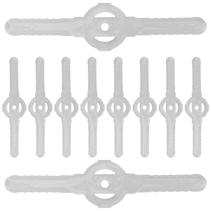 Sada 10 náhradných nožov do krovinorezu – plastové čepele 150 mm
