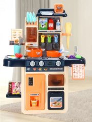 Dunkelblaue Kinderküche mit Dampferzeuger + Zubehör