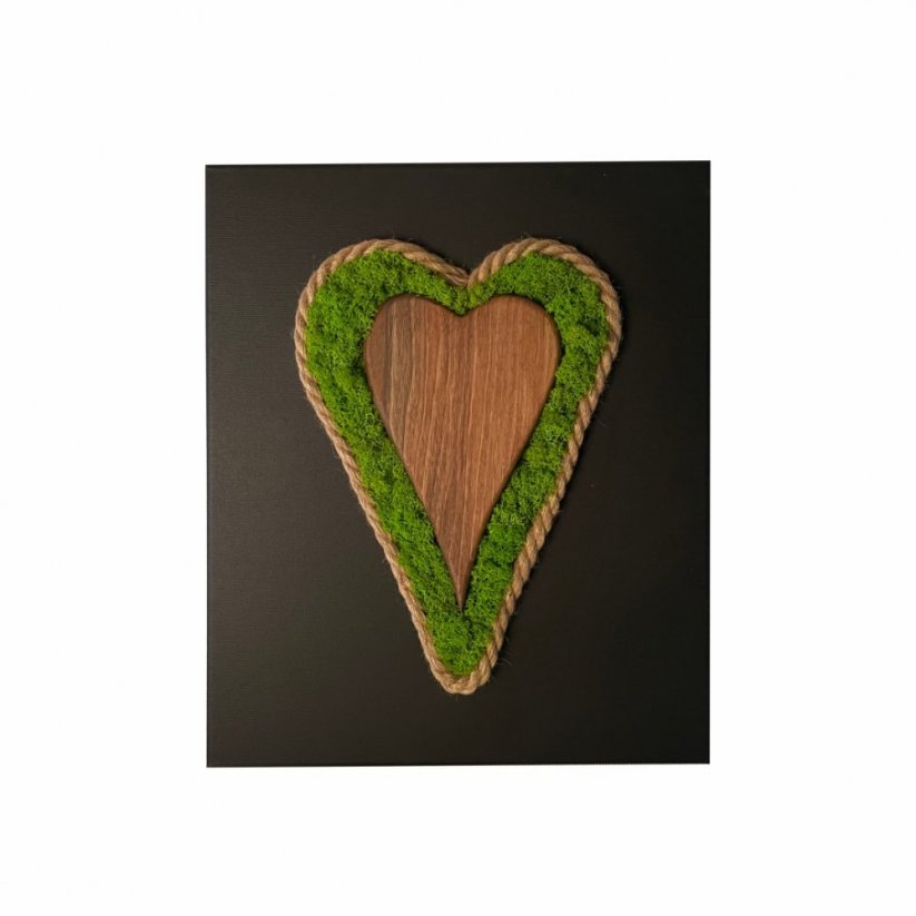 Moha kép fából készült szívvel és kötéllel 40 x 30 cm