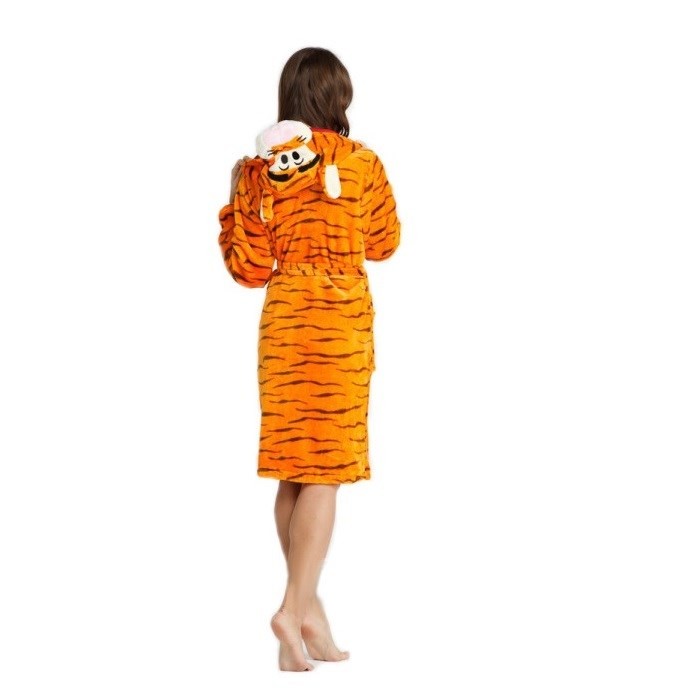 Dámsky župan oranžovej farby s motívom tigra 