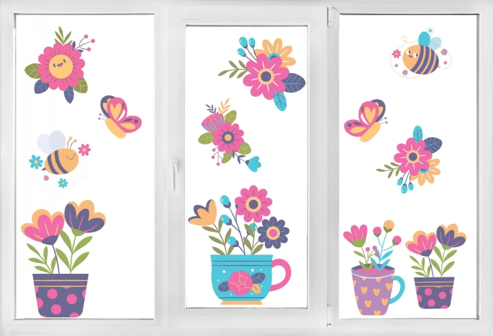 Kétoldalas ablakmatricák - virágok és méhek