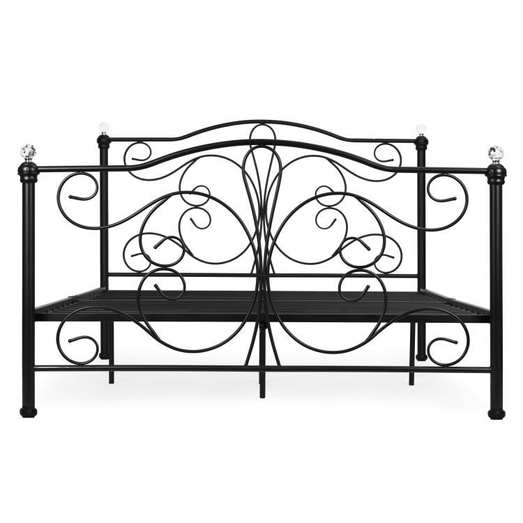 Moderní kovová postel se stabilním rámem a vysokým čelem