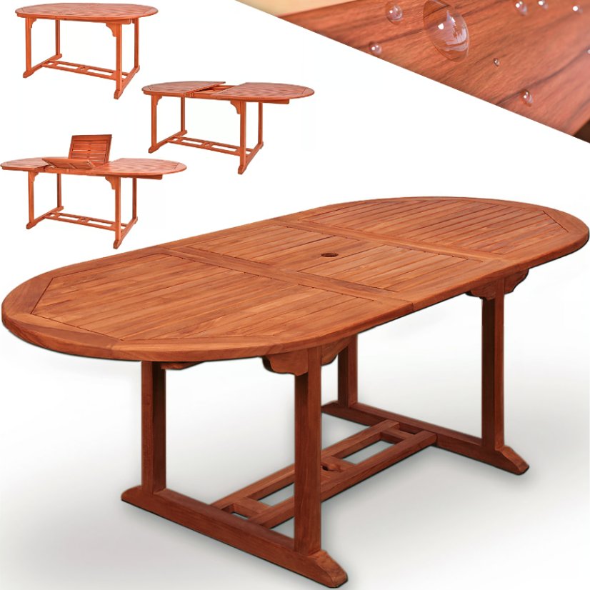 Garten-Ausziehtisch Vanamo aus Eukalyptus 150 - 200 x 100 x 74 cm