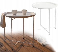 Măsuță de cafea rotundă din metal 47 x 50,5 cm - alb