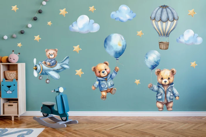 Fali matrica fiú gyerekszobába - mackó