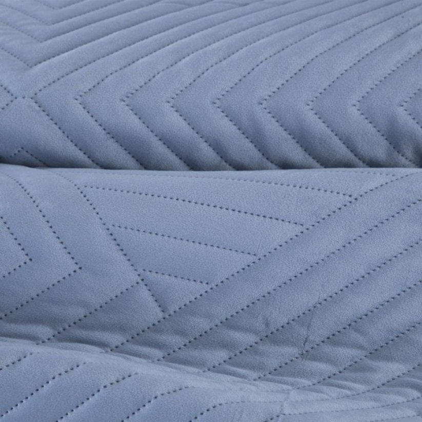 Cuvertură de pat de calitate din catifea matlasată albastră