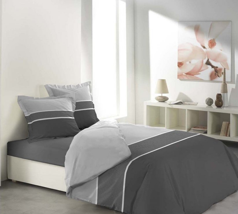 Obliečky na posteľ s dizajnovými pruhmi MADERA ANTHRACITE