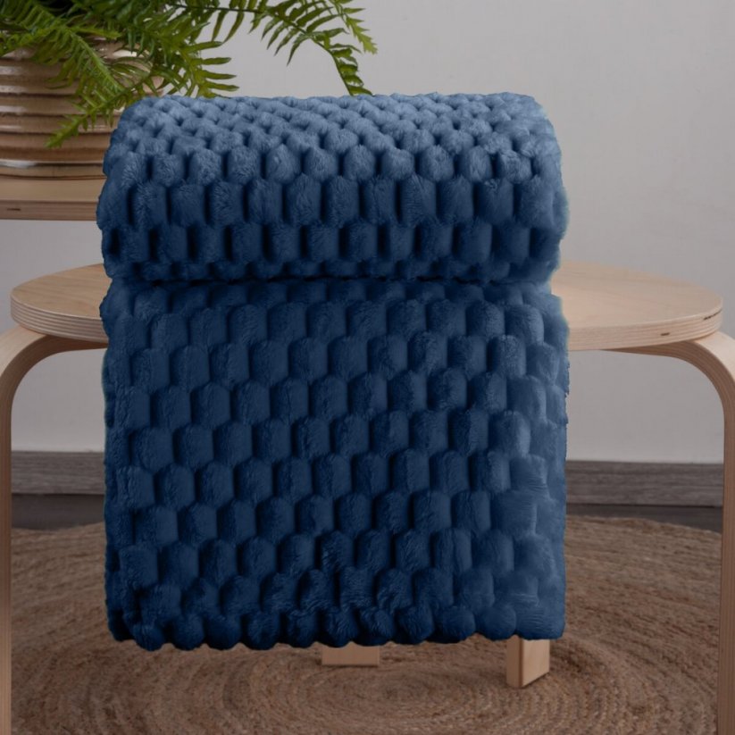 Vastag takaró kék színben, modern mintával - Méret: Szélesség: 150 cm | Hossz: 200 cm