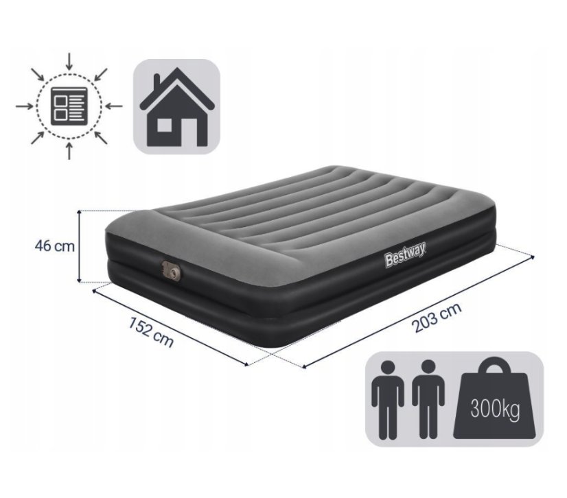Felfújható matrac két személyre 203 x 152 x 46 cm beépített pumpával