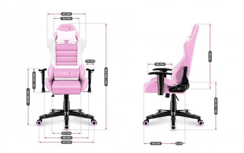 Dívčí herní křeslo růžové barvy pro teenegery