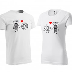 Tricouri pentru cupluri în alb cu imprimeu