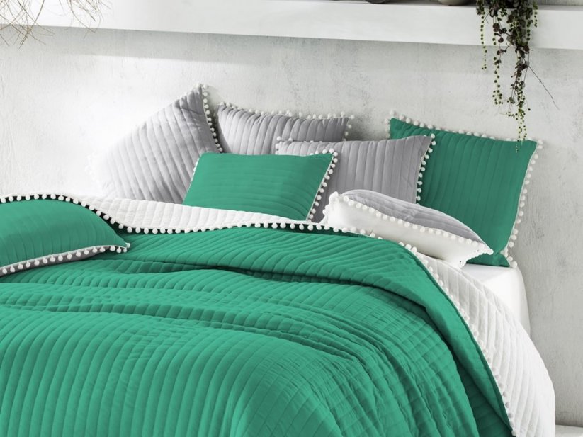 Cuvertură de pat verde cu două fețe 220 x 240 cm