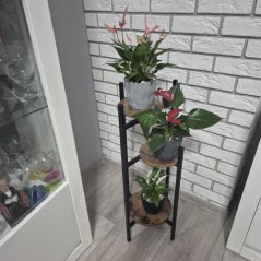 Kovový třípatrový stojan na květiny v loftovém stylu