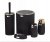 Runder Satz Bad-Accessoires in Schwarz mit goldenen Details
