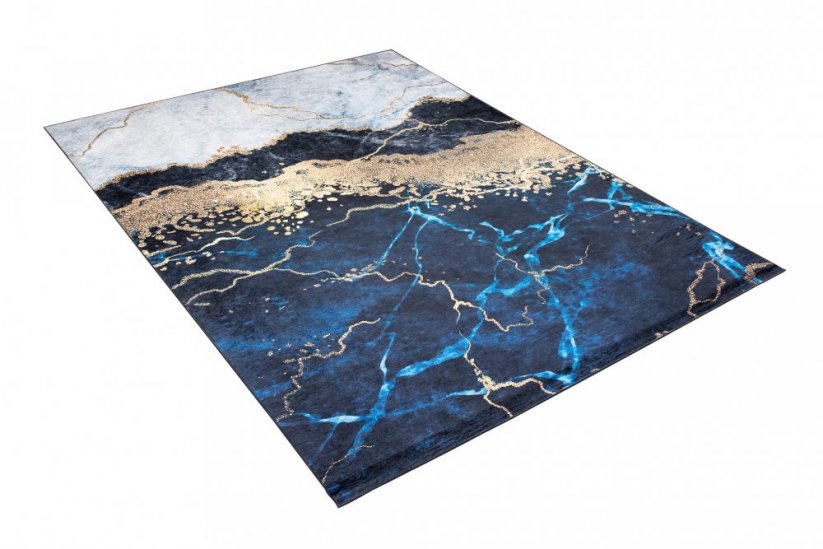 Modrý módní koberec s abstraktním vzorem