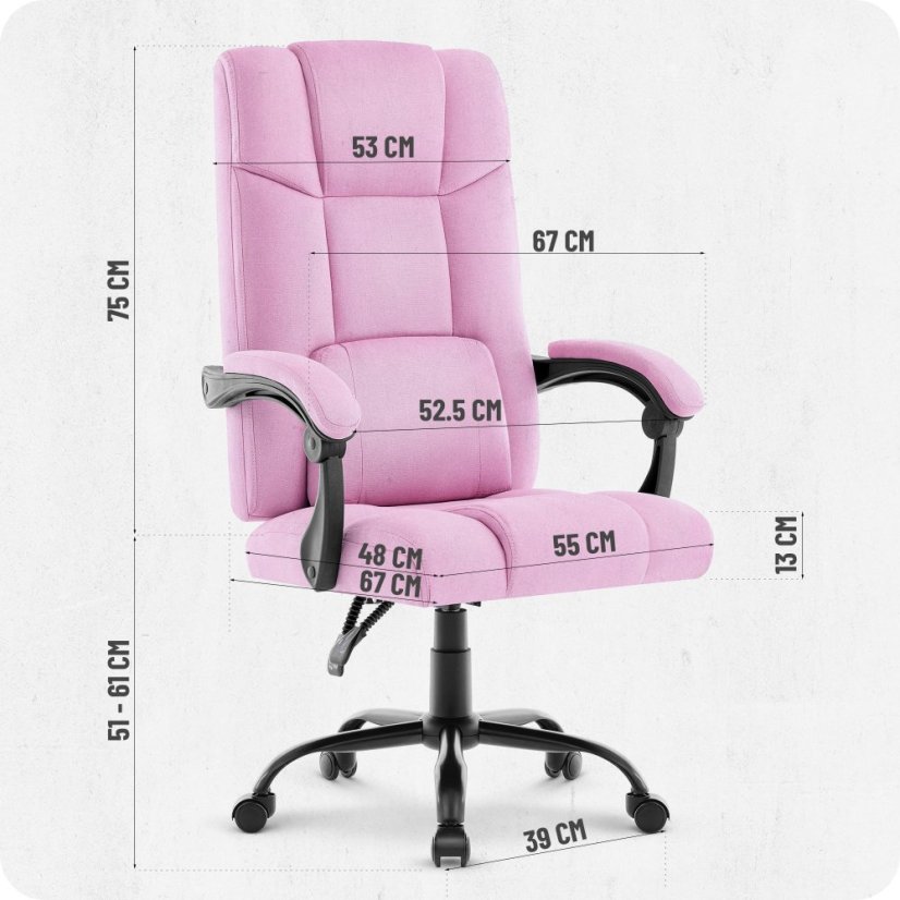 Ergonomska uredska stolica CABRO C505 do 150 kg roza