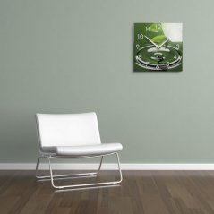 Zöld natúr nyomatú dekorüveg óra, 30 cm