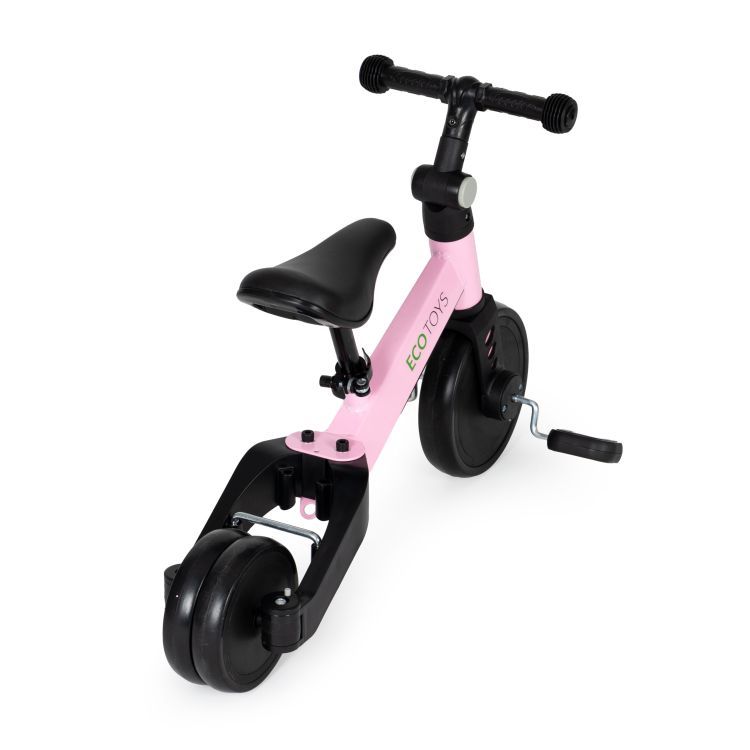 Tříkolka s vodicí tyčí v růžové ECOTOYS
