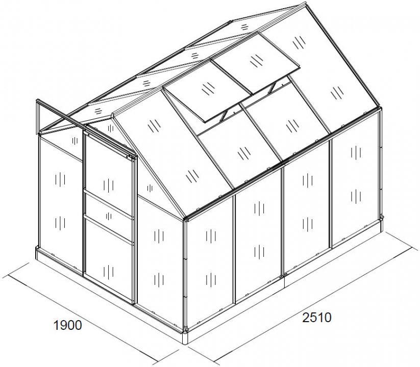 Gewächshaus aus Polycarbonat 250 cm x 190 cm x 195 cm
