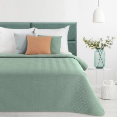 Copriletto a tinta unita con motivo geometrico trapuntato - verde menta