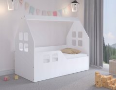 Kinderbettenhaus 140 x 70 cm weiß links