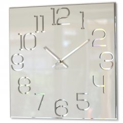 Štýlové hranaté hodiny bielej farby 30 cm
