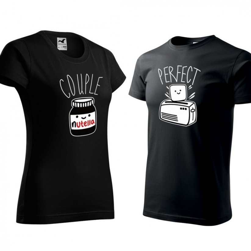 Tricouri negre de Ziua Îndrăgostiților pentru cuplurile îndrăgostite - Tricou pentru femei: M, Tricou pentru bărbați: S