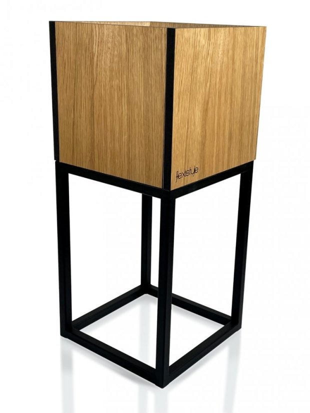 Луксозна саксия от естествен дъб от колекцията LOFT FIORINO 22X22X50 см