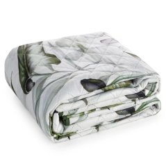 Coperta trapuntata in velluto - motivo di foglie di monstera tropicale