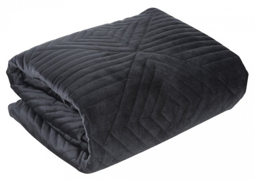 Elegantný čierny prehoz na posteľ s dekoračným prešívaním