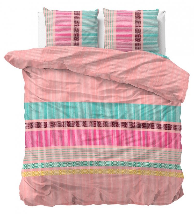 Mehrfarbiger Bettbezug ACHIE PINK 200 x 200 cm