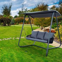 Gartenschaukel mit geflochtenen Armlehnen und verstellbarem Baldachin