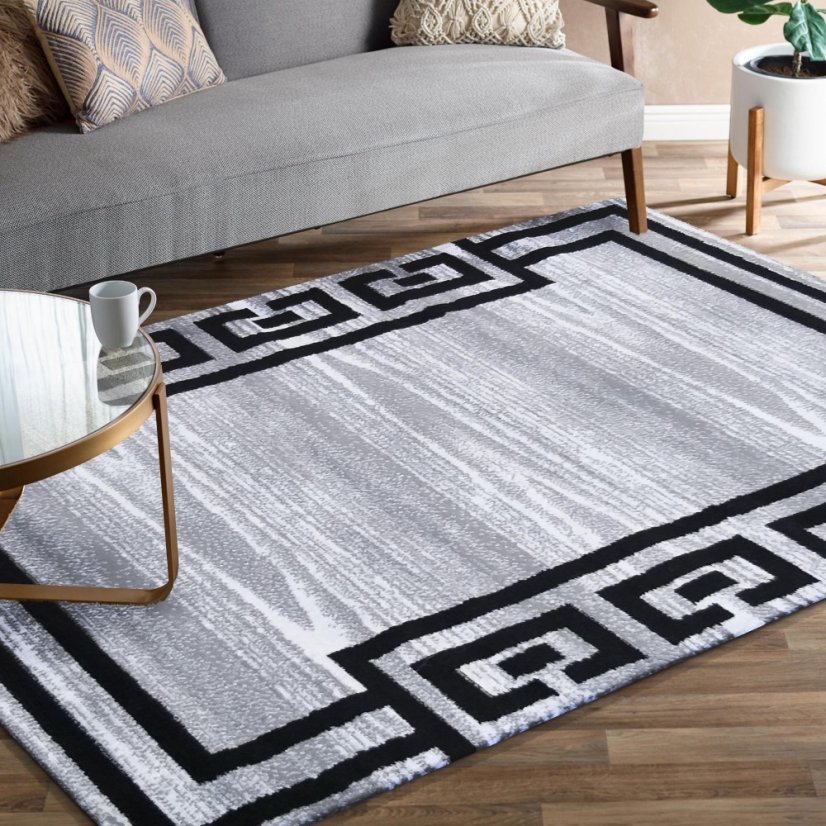 Elegante tappeto grigio-nero con un ornamento - Misure: Larghezza: 80 cm | Lunghezza: 150 cm