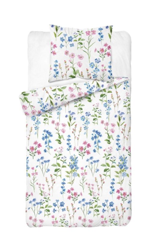 Hrejivá flanelová posteľná bielizeň s motívom lúčnych kvetov