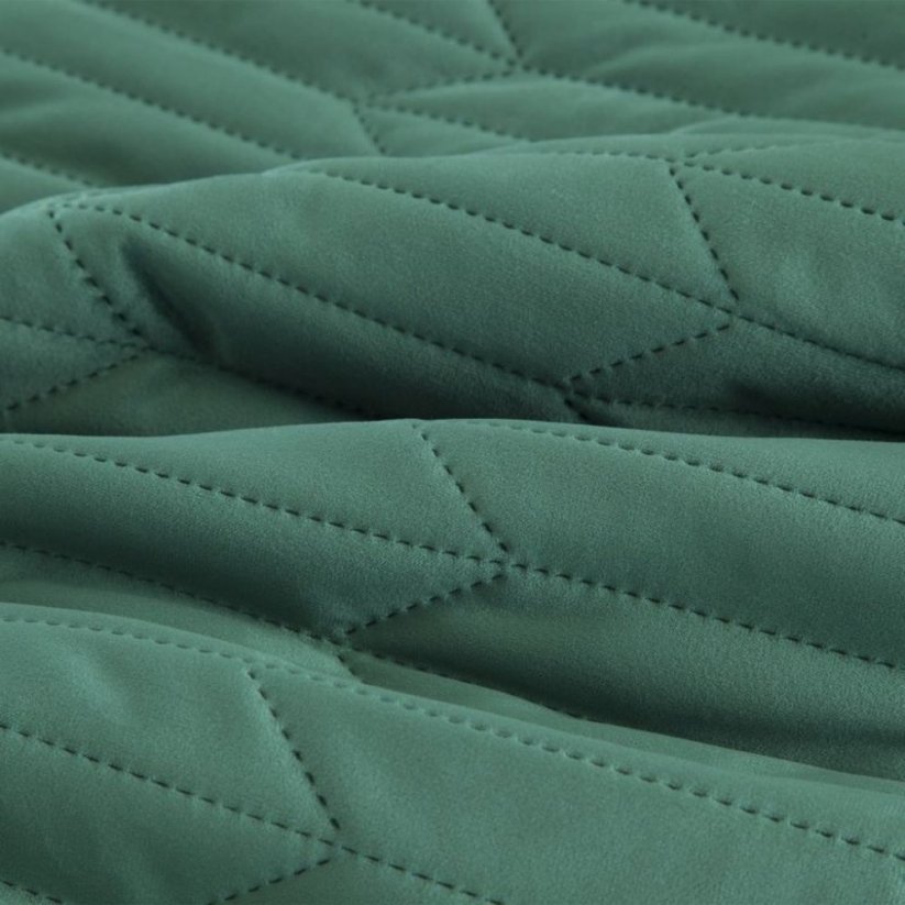Zöld bársony kétoldalas steppelt ágytakaró