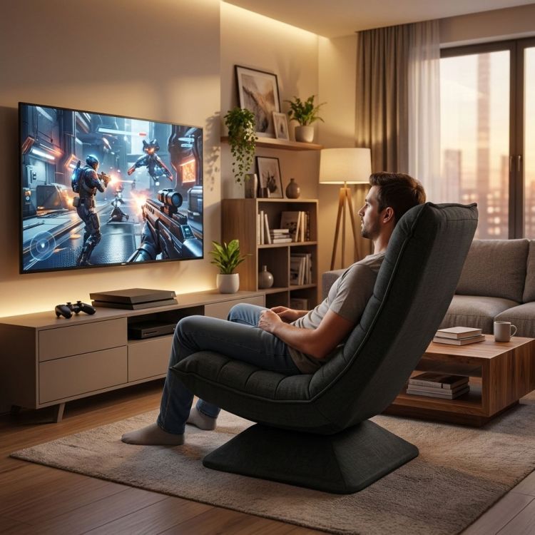 Otočné relaxační křeslo - polohovací černé křeslo