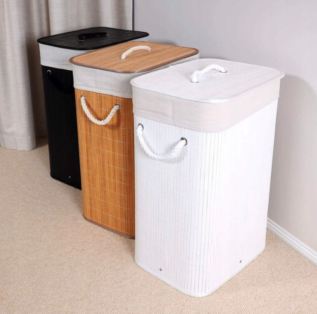 Veľký bambusový kôš na prádlo s vekom 72L