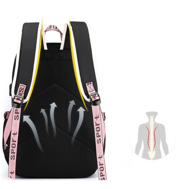Ergonomischer Schulrucksack für Jugendliche - rosa-schwarz
