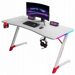 Weißer Gaming-PC-Tisch mit RGB-LED-Beleuchtung