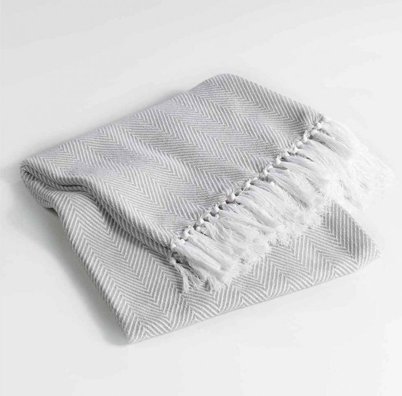 Béžová bavlněná deka s jemným vzorem ENOA 125x150 cm