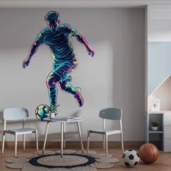Moderne Wandsticker für Kinder- und Jugendzimmer - Neon-Fußballspieler